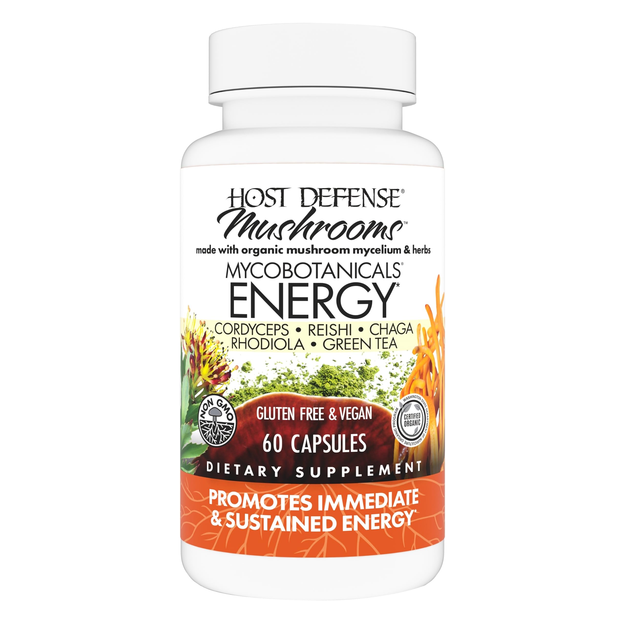 Host Defense MycoBotanicals Energy Capsules bottle with label