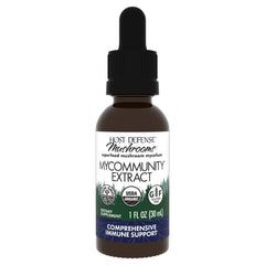 Host Defense MyCommunity Extract bottle with 17-species mushroom blend