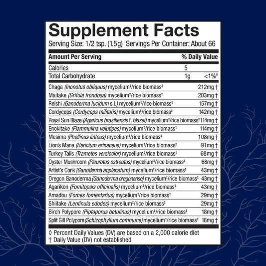 Back packaging label of MyCommunity Powder 100g