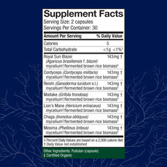 Capsules of Stamets 7-7 mushroom supplement