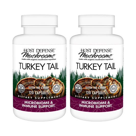 Host Defense Turkey Tail Capsules 240-count pack - two 120-count bottles (hero image)