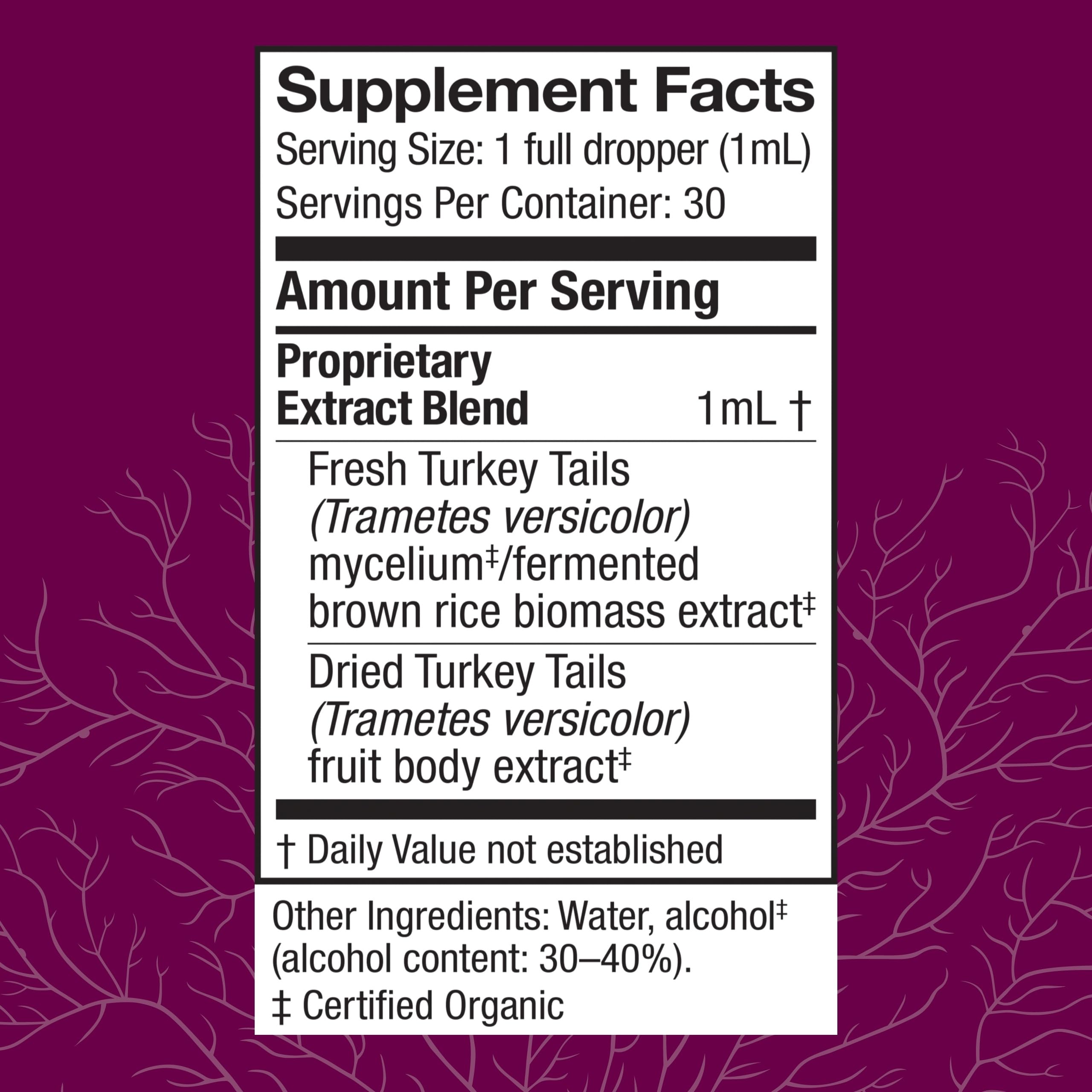 Illustration of Turkey Tail mushrooms on the product label