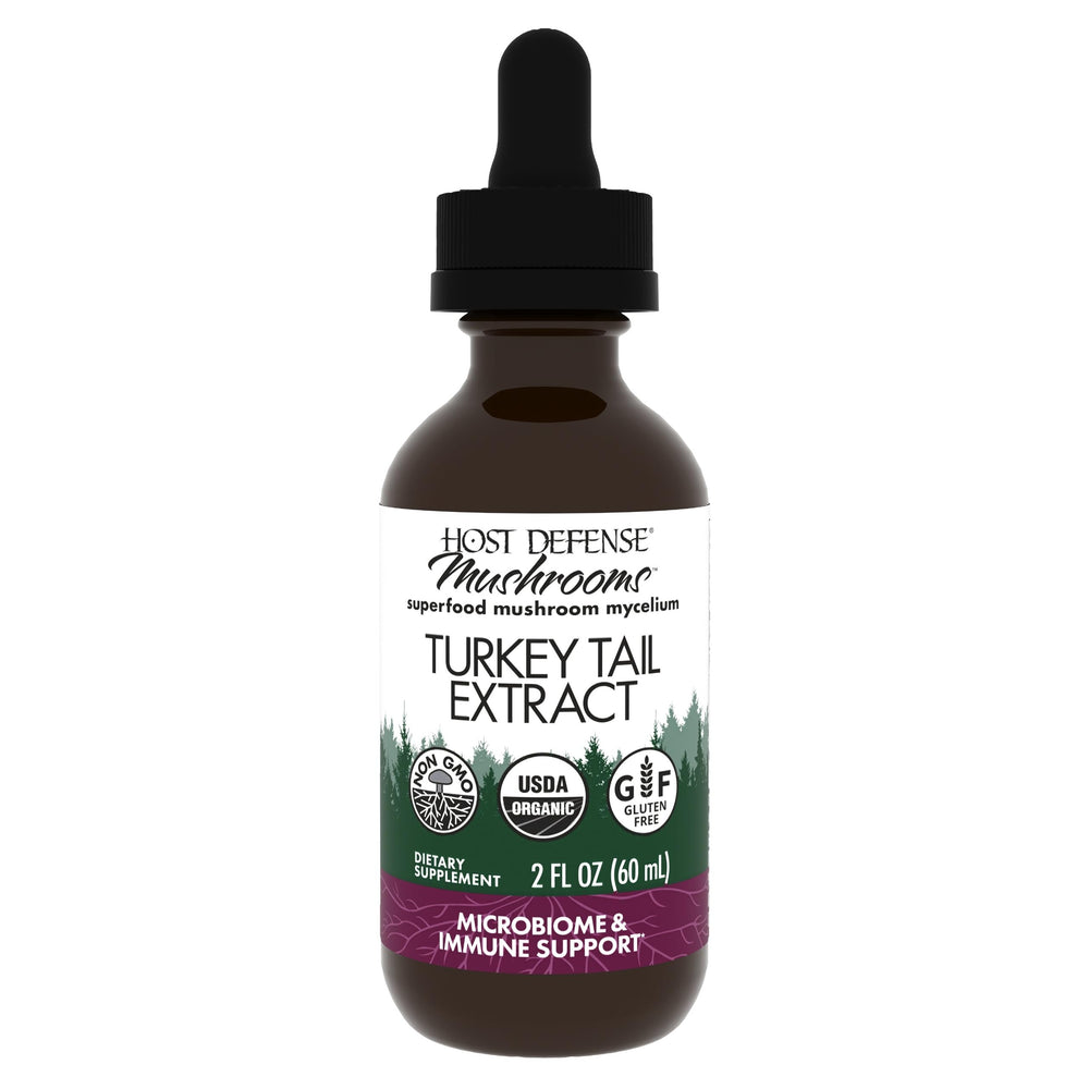 Host Defense Turkey Tail Extract bottle with 2 oz label (60 servings)