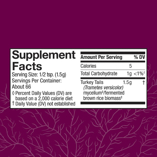 Close-up of turkey tail powder in a measuring scoop