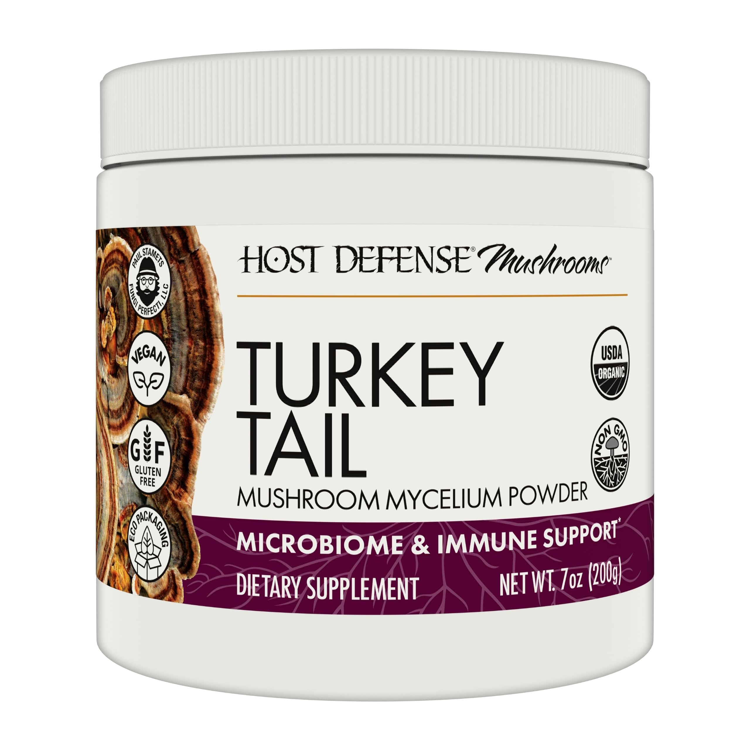 Front view of Host Defense Turkey Tail Mushroom Powder bottle