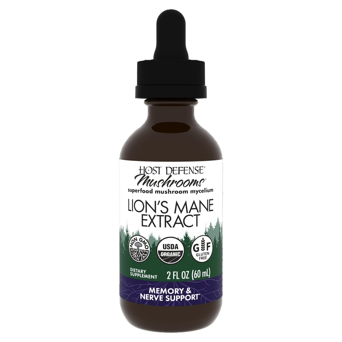 Host Defense Lions Mane Extract bottle label