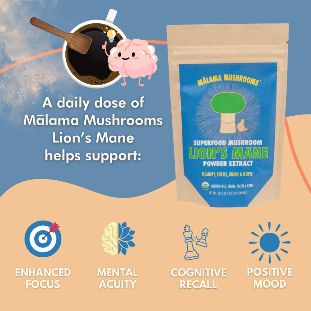 Prepared hot beverage using Lion's Mane powder in tea or coffee