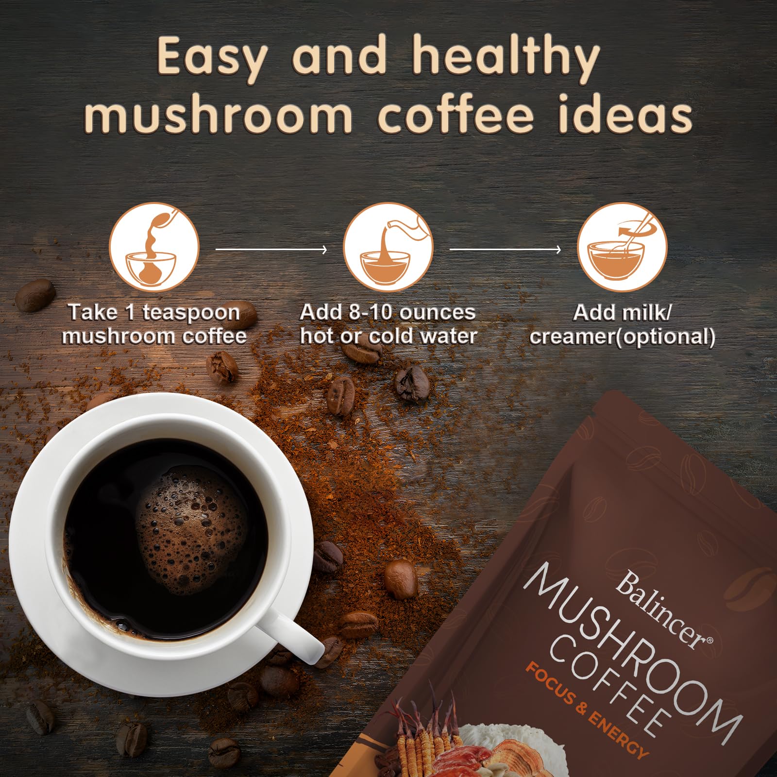 Serving ideas for hot and cold brew mushroom coffee