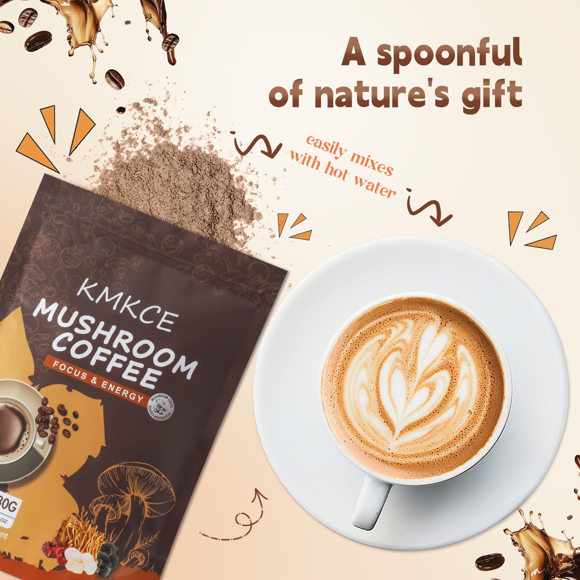 Hot cup of mushroom coffee being brewed
