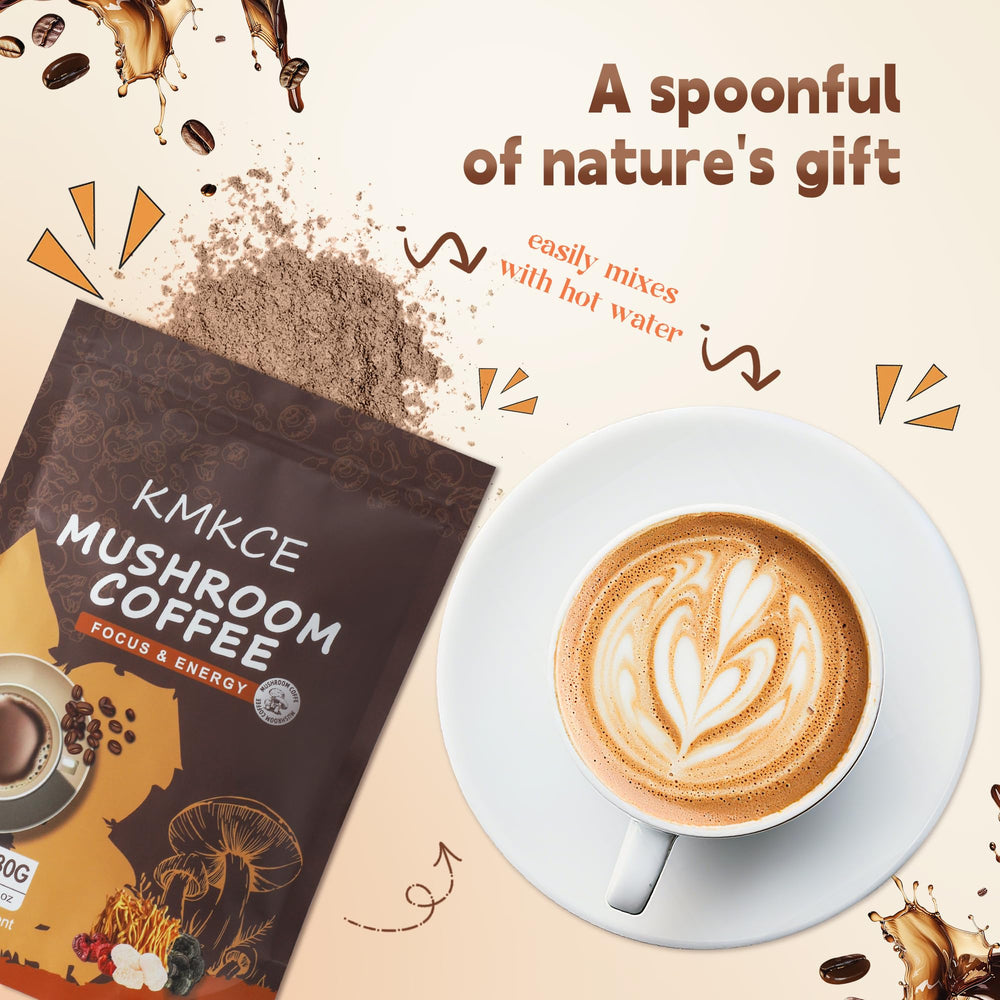 Hot cup of mushroom coffee being brewed