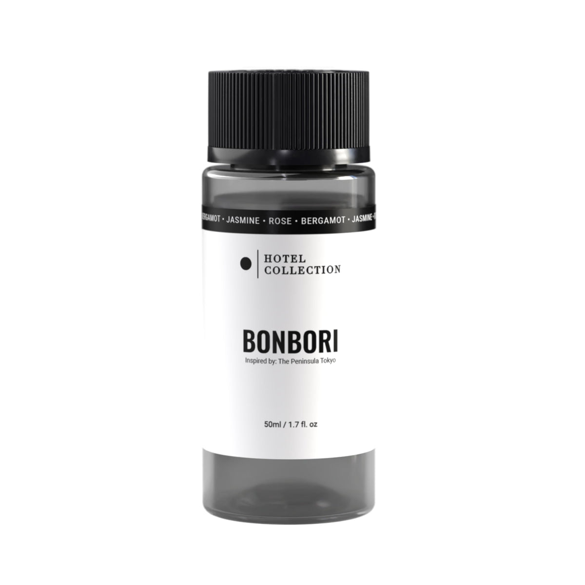 Hotel Collection Bonbori diffuser oil bottle highlights Bergamot, Jasmine, and Rose for a vibrant home fragrance.