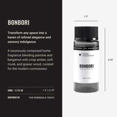 Hotel Collection Bonbori diffuser oil label closeup with premium fragrance notes.