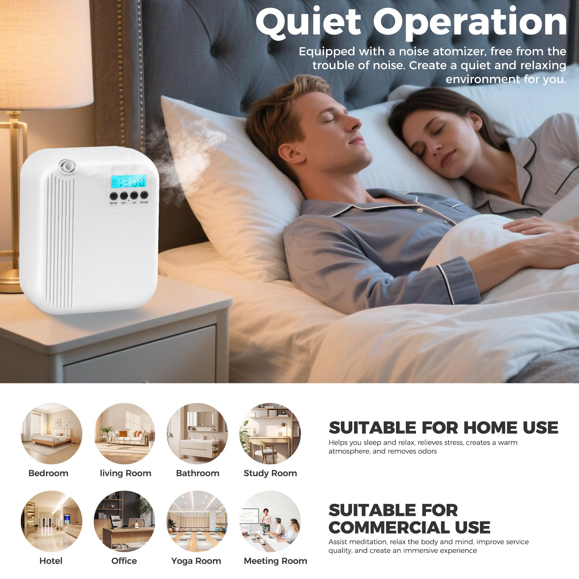 White waterless essential oil diffuser for home and office