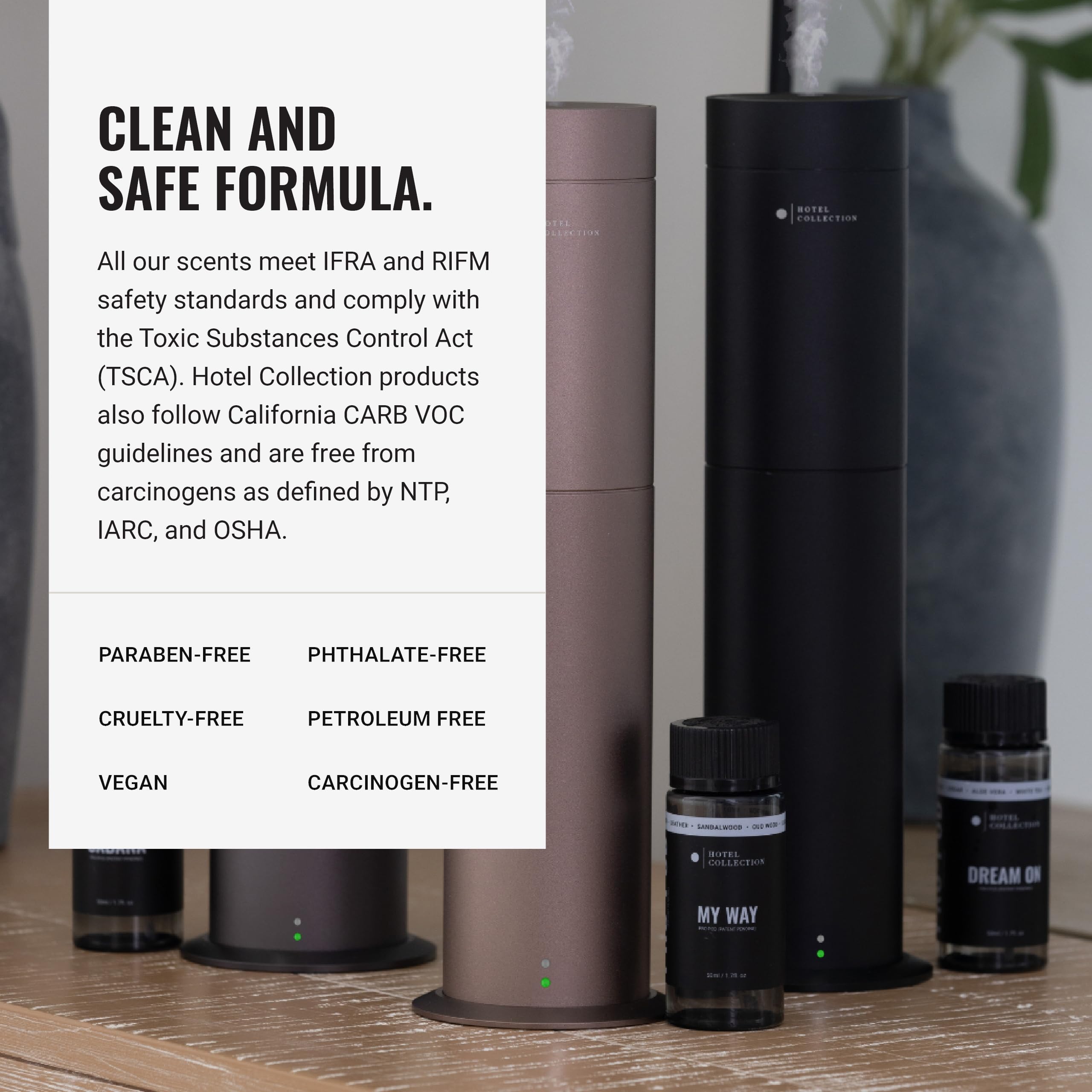 Label showing Bergamot, Saffron & Amber notes in a luxury setting