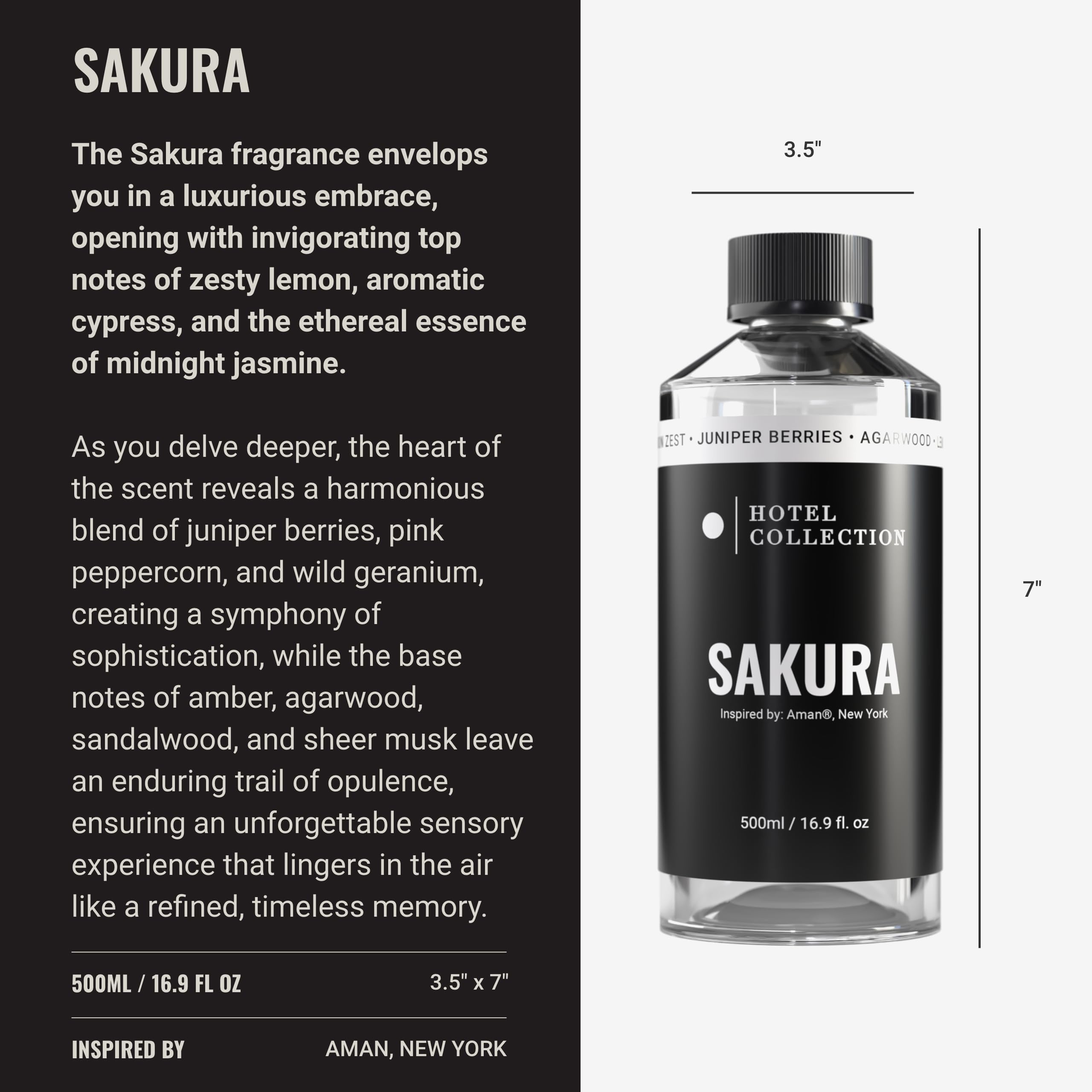 Hotel Collection Sakura lemon zest note highlights bright, uplifting aroma for fresh rooms.
