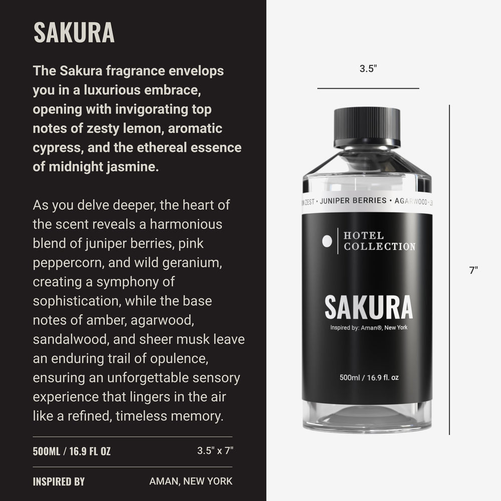 Hotel Collection Sakura lemon zest note highlights bright, uplifting aroma for fresh rooms.