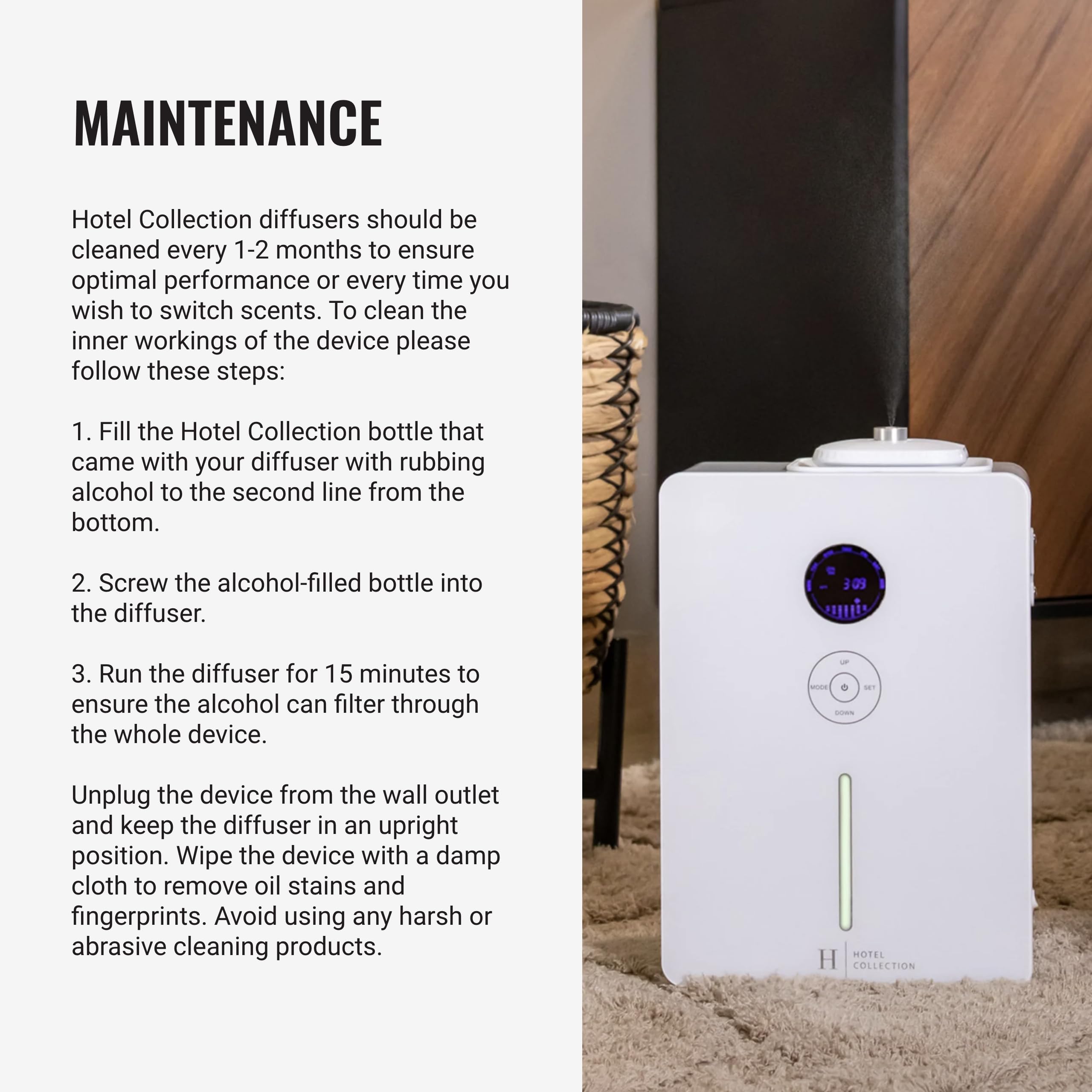 Hotel Collection Villa Scent Diffuser programmable timer for flexible scenting