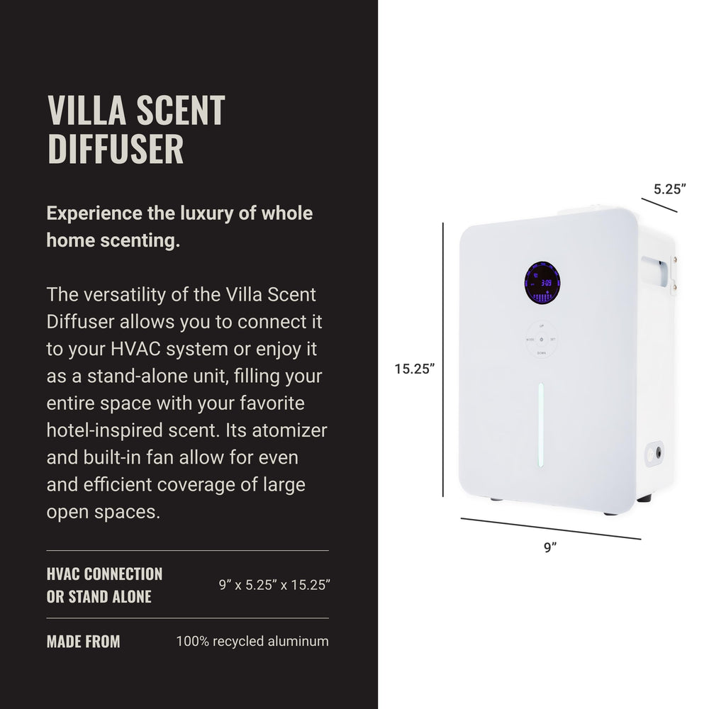 Hotel Collection Villa Scent Diffuser white side view showing sleek décor fit