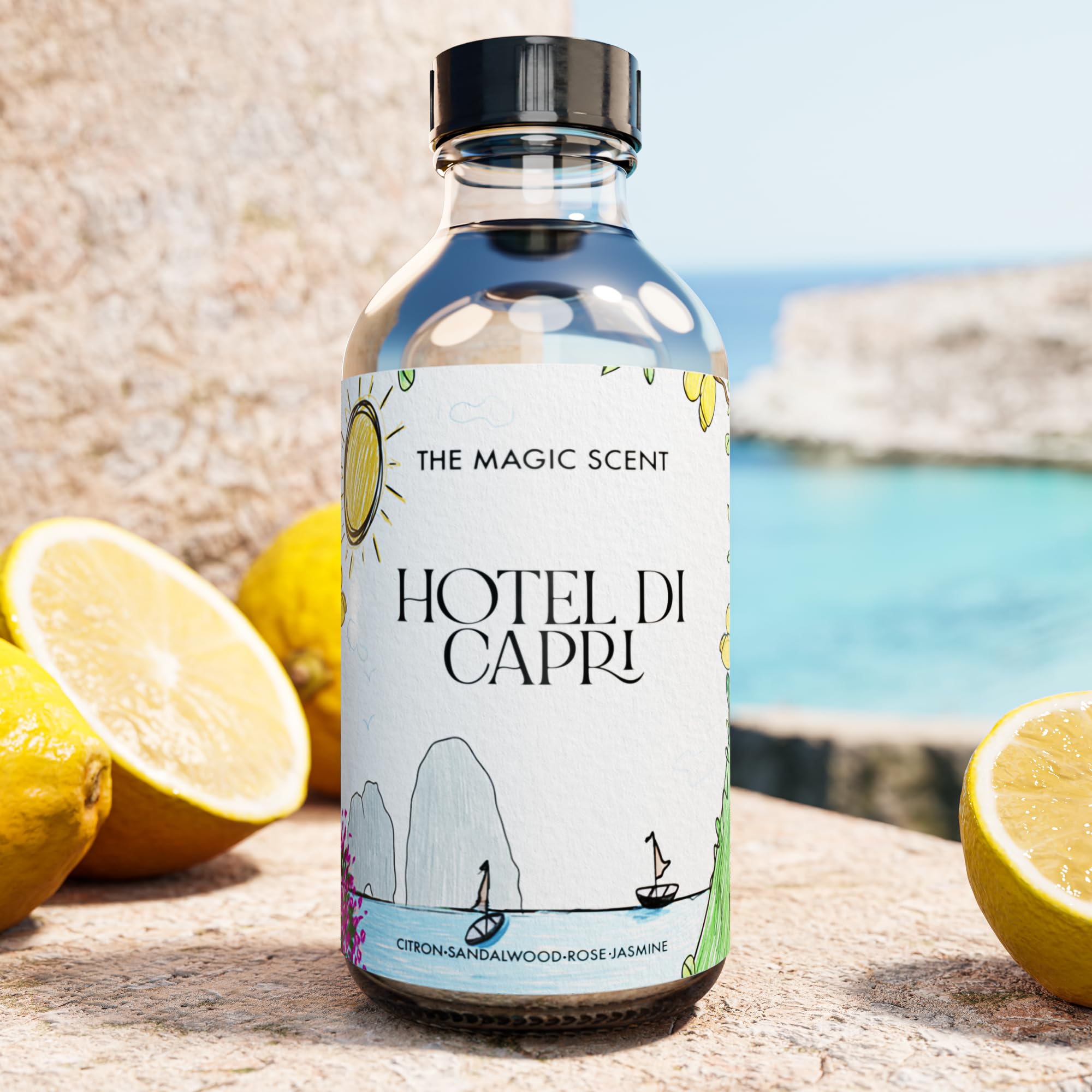 Woodsy base notes of cedarwood and sandalwood in the fragrance