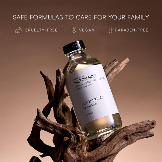 Fragrance oil bottle with Hilton No.3 inspired label