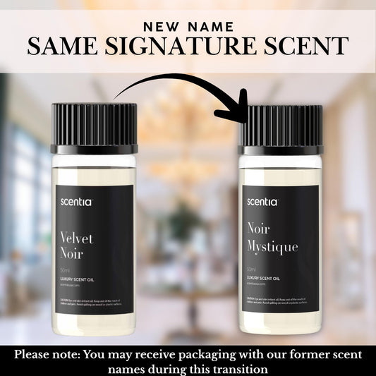 Noir Mystique diffuser oil bottle with packaging