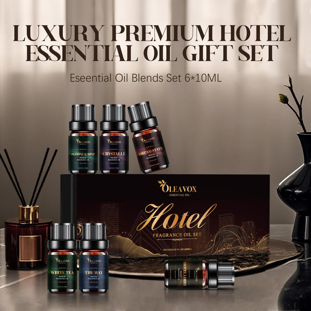 Lifestyle scene showing a diffuser with luxury hotel-inspired ambiance