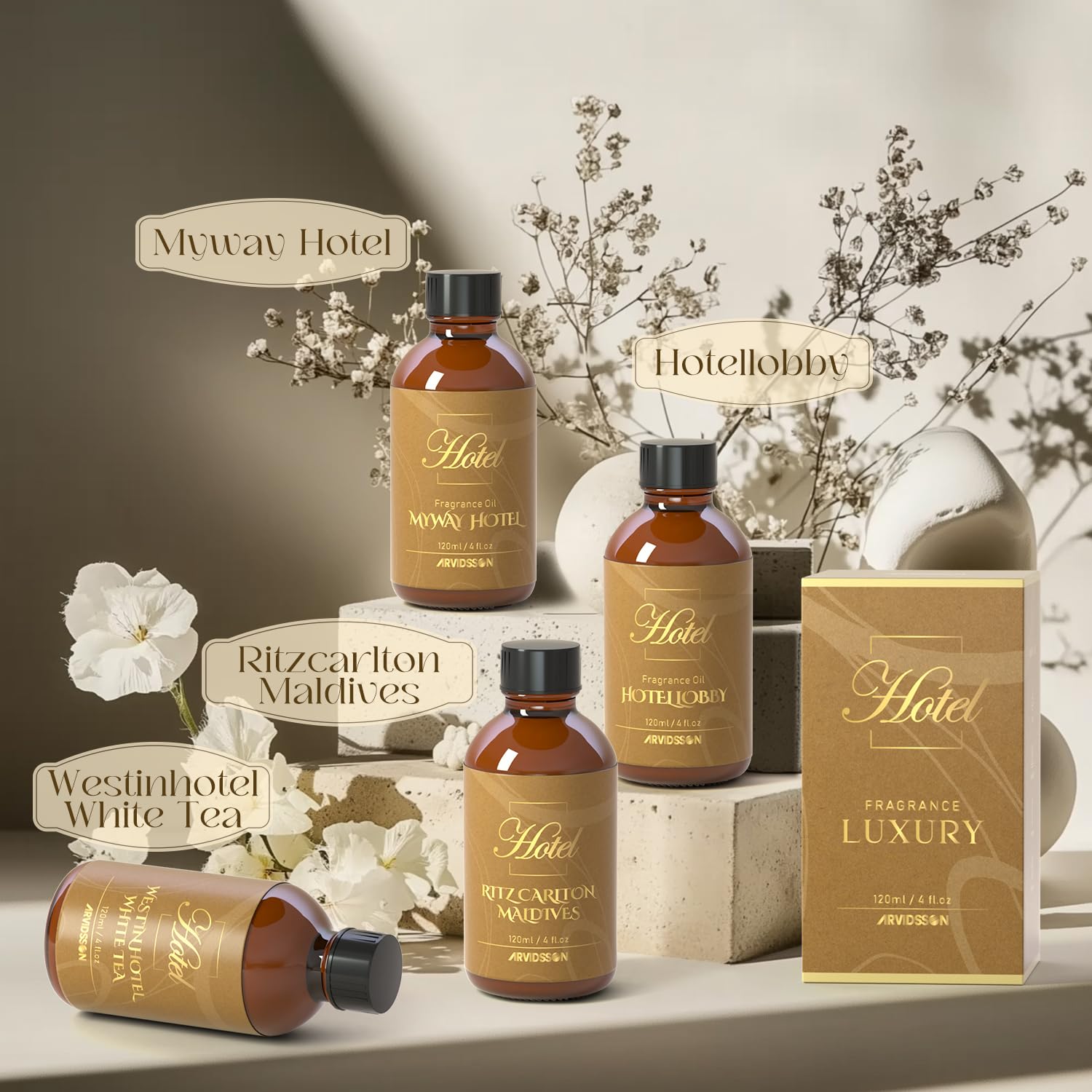 Living room with hotel-inspired diffuser oil in use