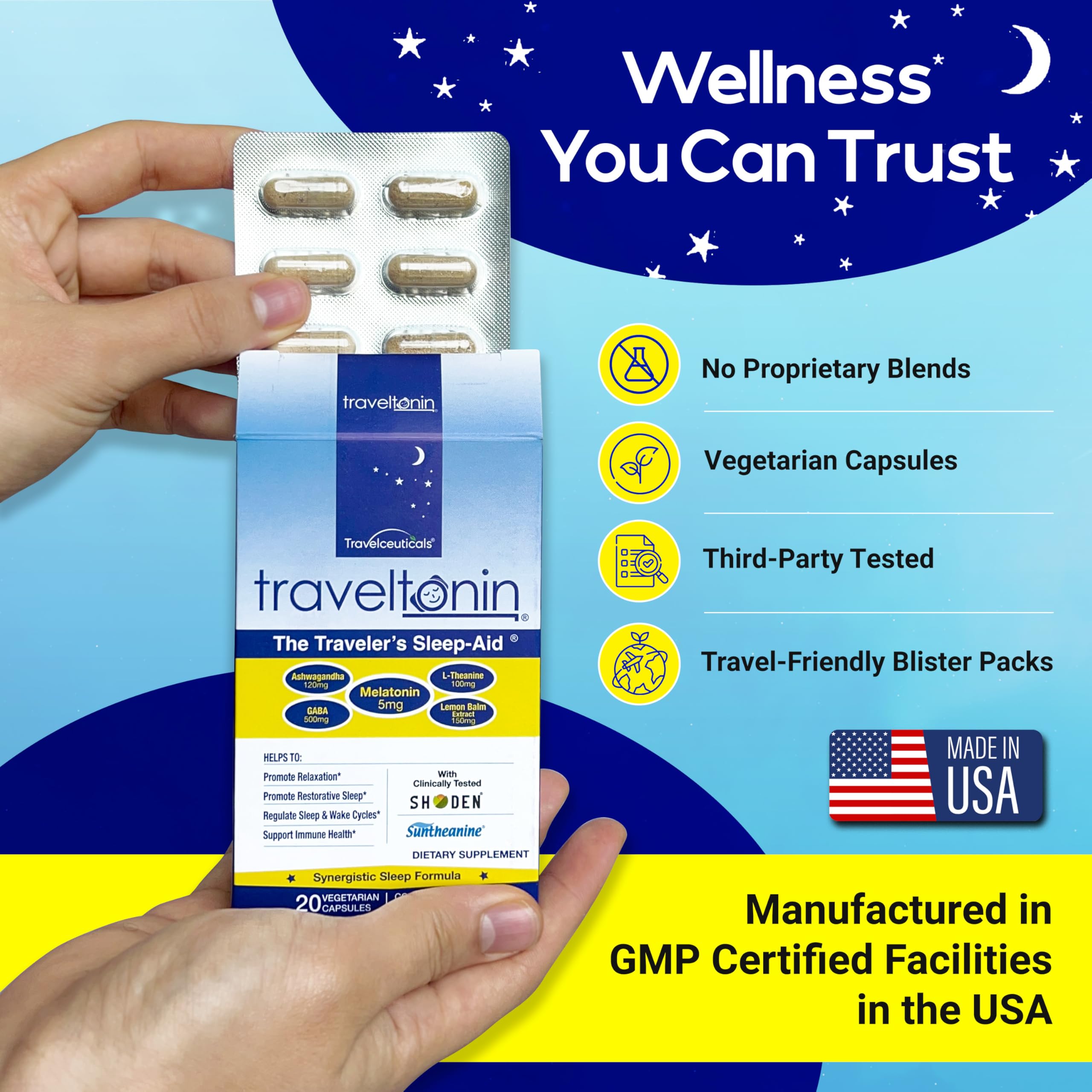 Hotel room setup with Travel Sleep Aid for restful sleep