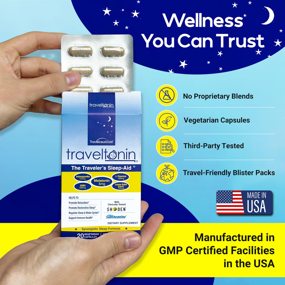 Hotel room setup with Travel Sleep Aid for restful sleep