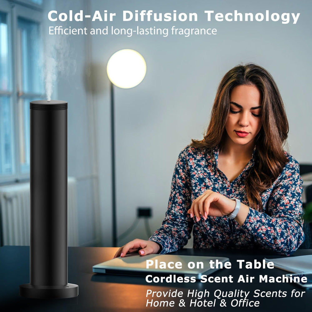 Diffuser dispersing fragrance across a large living space