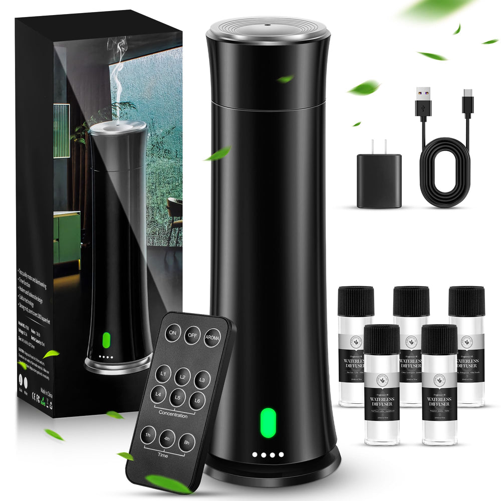 Front view of Hotel Scent Diffuser Starter Kit in black