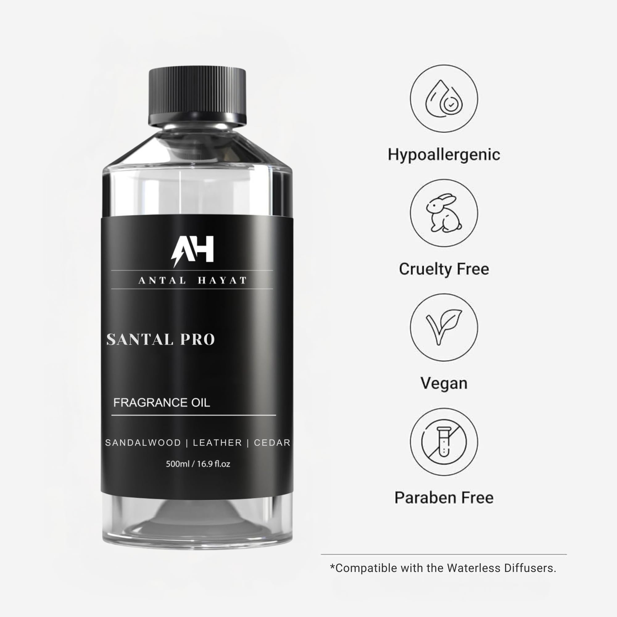Side profile of Santal Diffuser Oil bottle