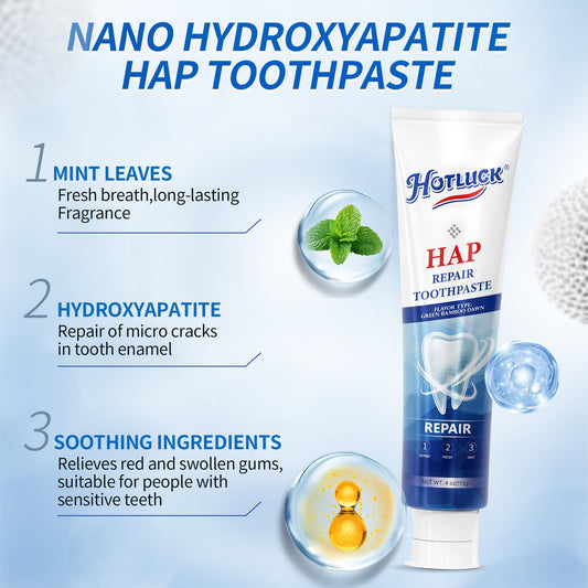 Enamel repair close-up with Hotluck HAP toothpaste