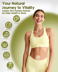 Applying castor oil patch to belly button