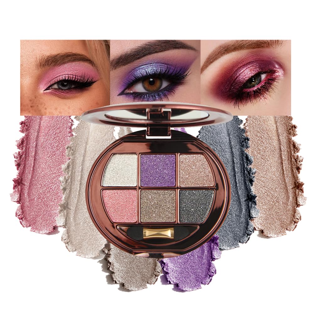 Houksouml 6-color shimmer eyeshadow palette close-up with pearlescent finish for radiant eyes