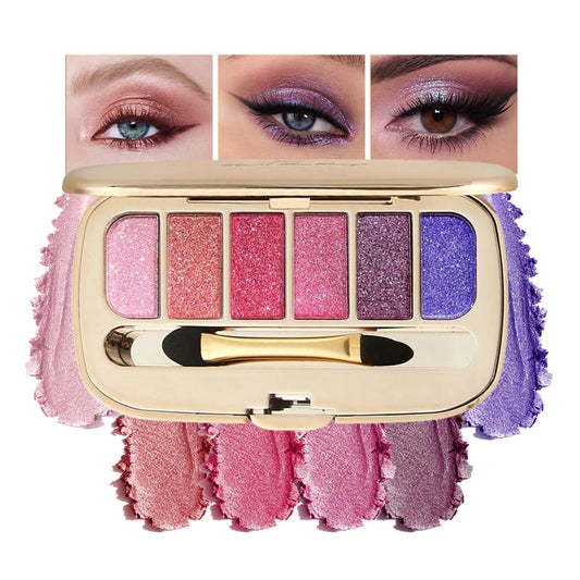 Houksouml Glitter Eyeshadow Palette front view for radiant daily glam with shimmering color.