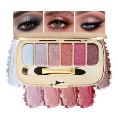 Houksouml Glitter Eyeshadow Palette front shows six-color sparkle for bold daily looks.