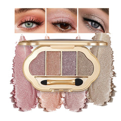 Houksouml Nude Eyeshadow Palette quad with champagne chocolate neutrals for soft definition