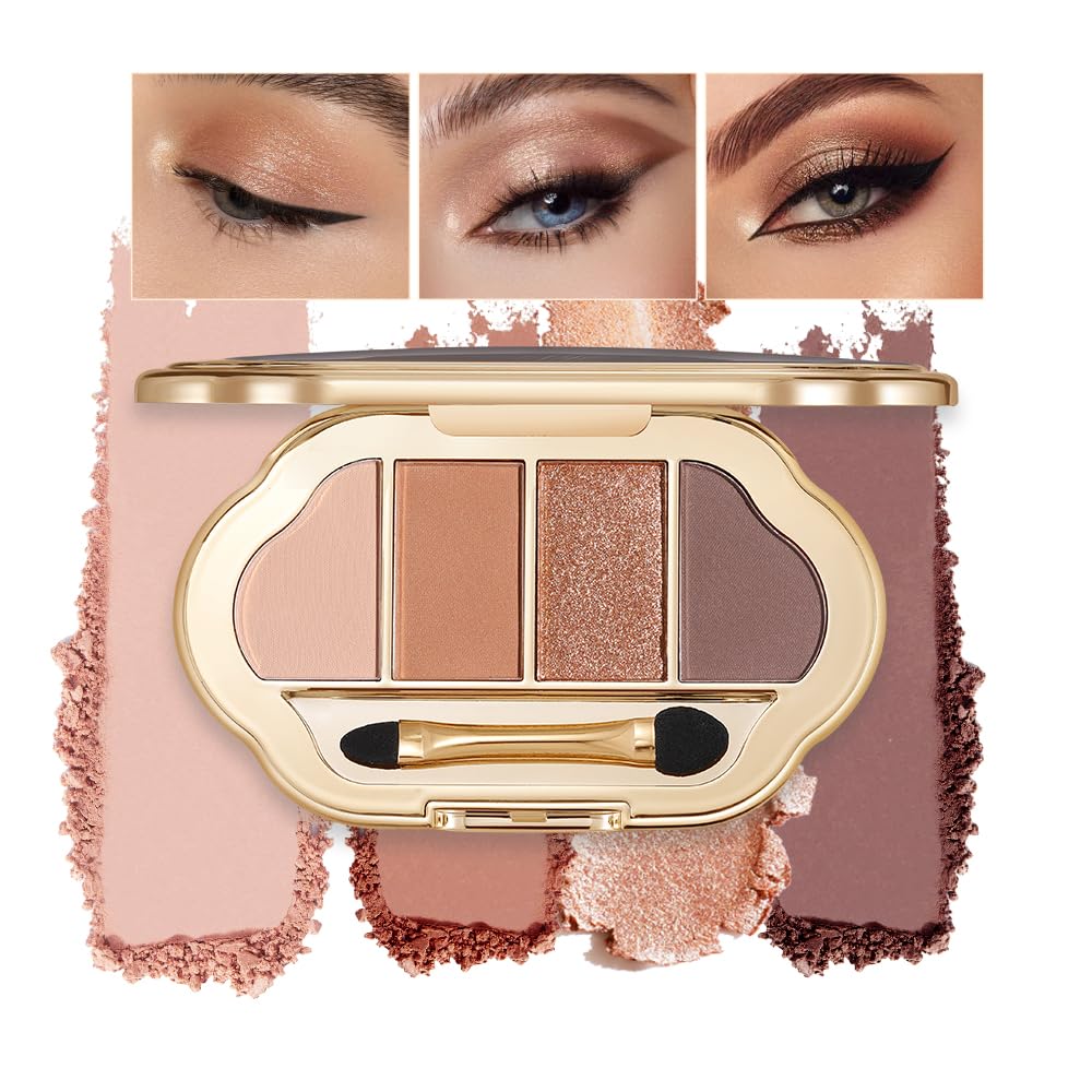 Houksouml Nude Eyeshadow Palette open shows earth caramel tones for versatile daily looks.