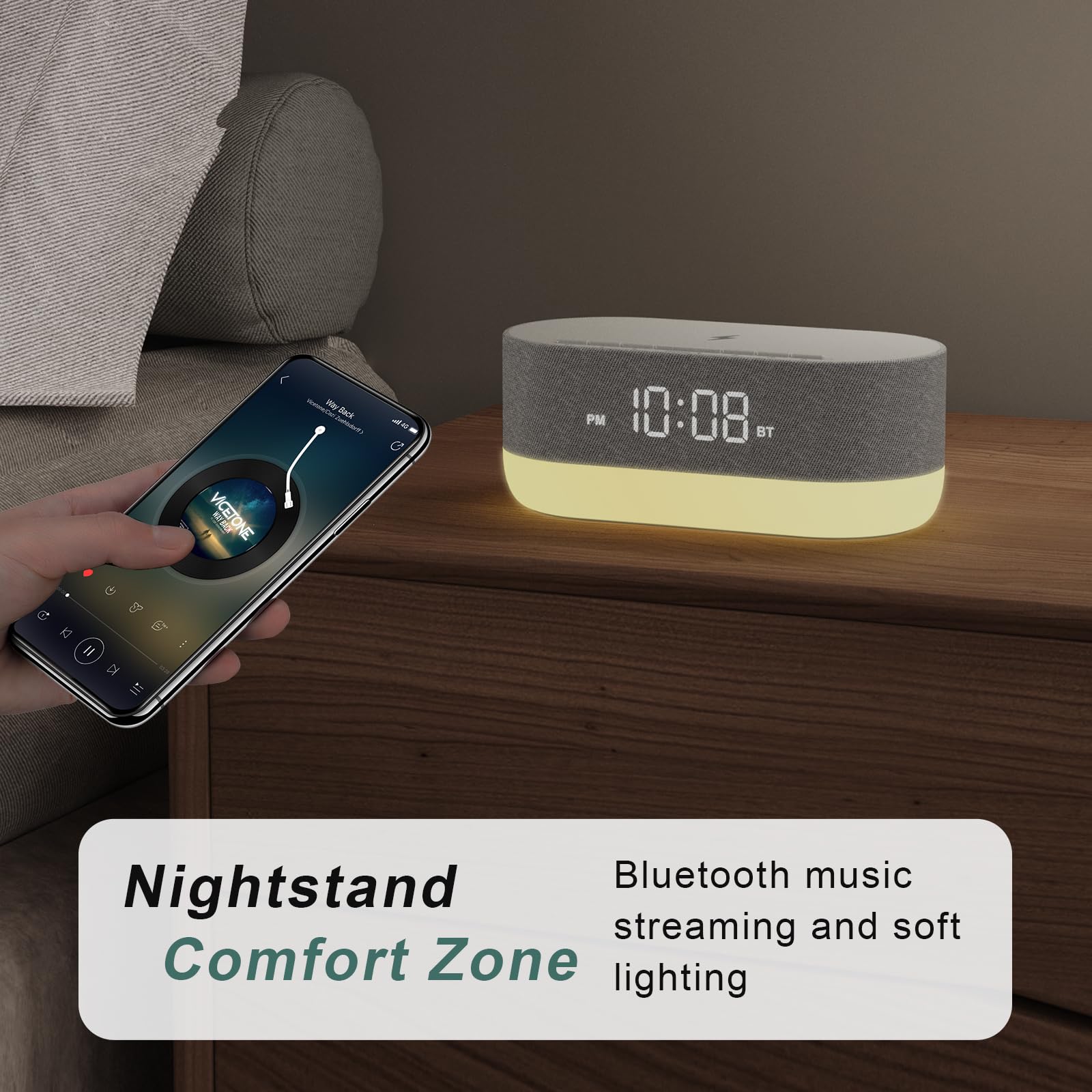HOUSBAY Bluetooth music streaming through built-in speaker for relaxing playlists.