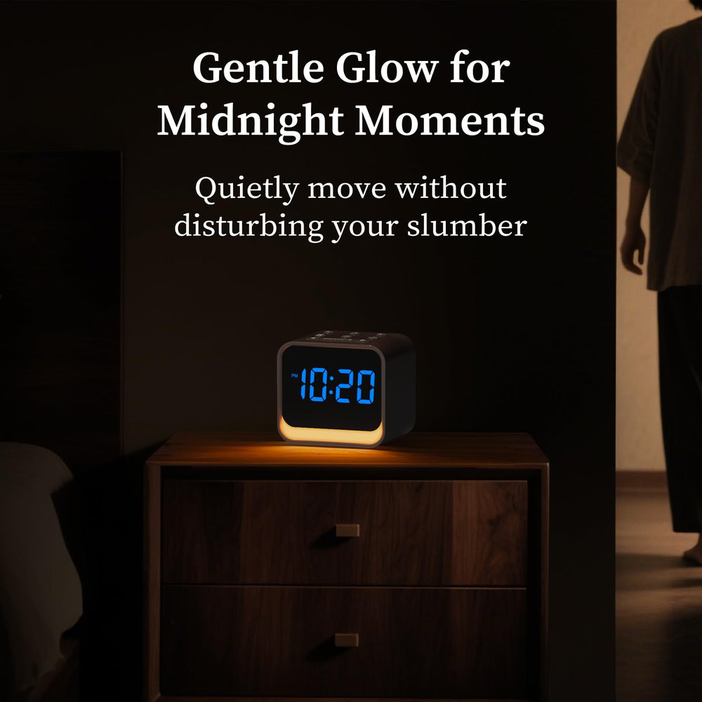 HOUSBAY compact nightstand clock with soft nightlight.