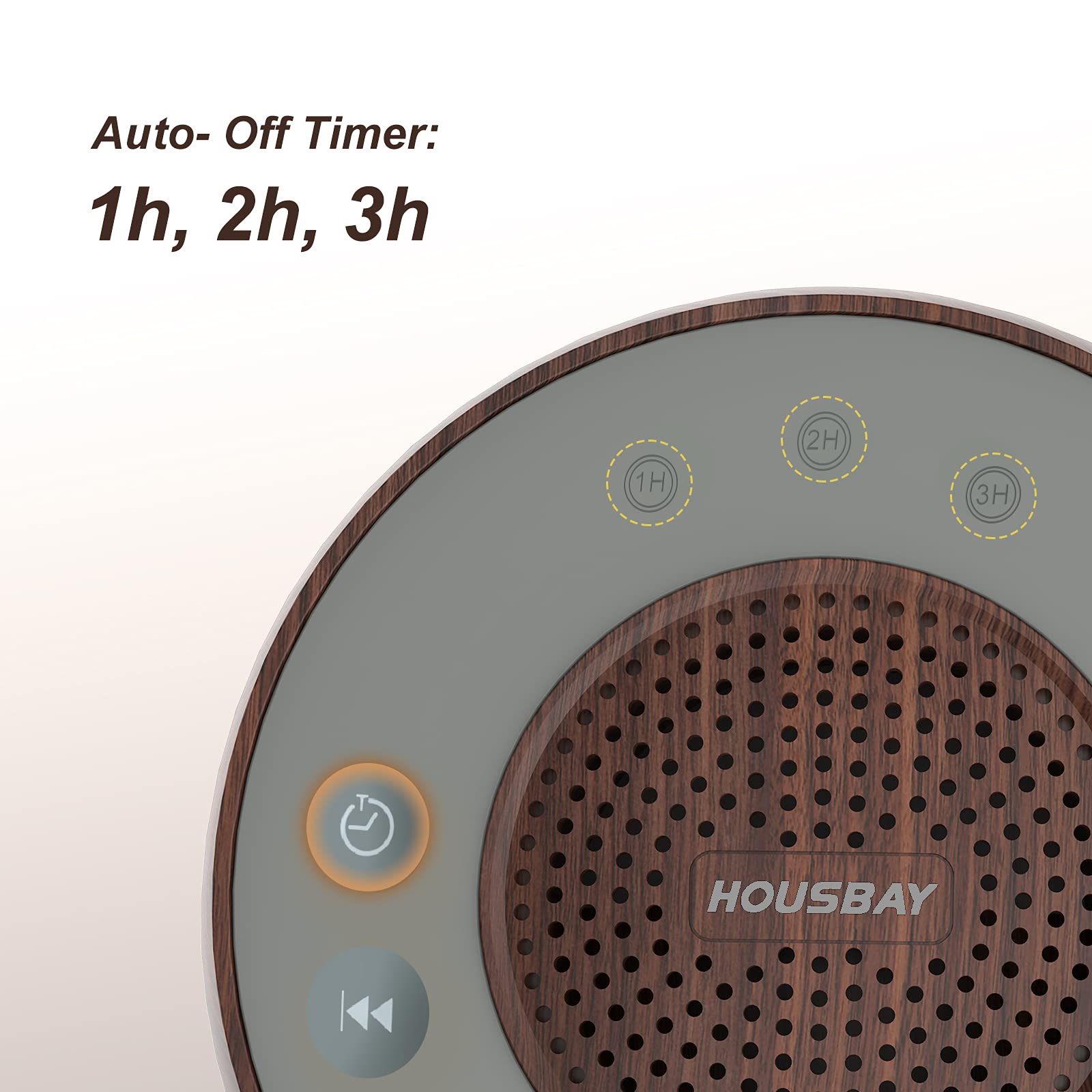 HOUSBAY white-noise-machine 5w-speaker-bass delivers rich sound to mask distractions.