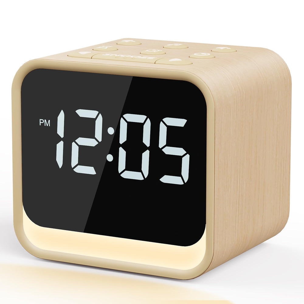 HOUSBAY wooden sound machine clock with birdsong for a gentle morning wake-up