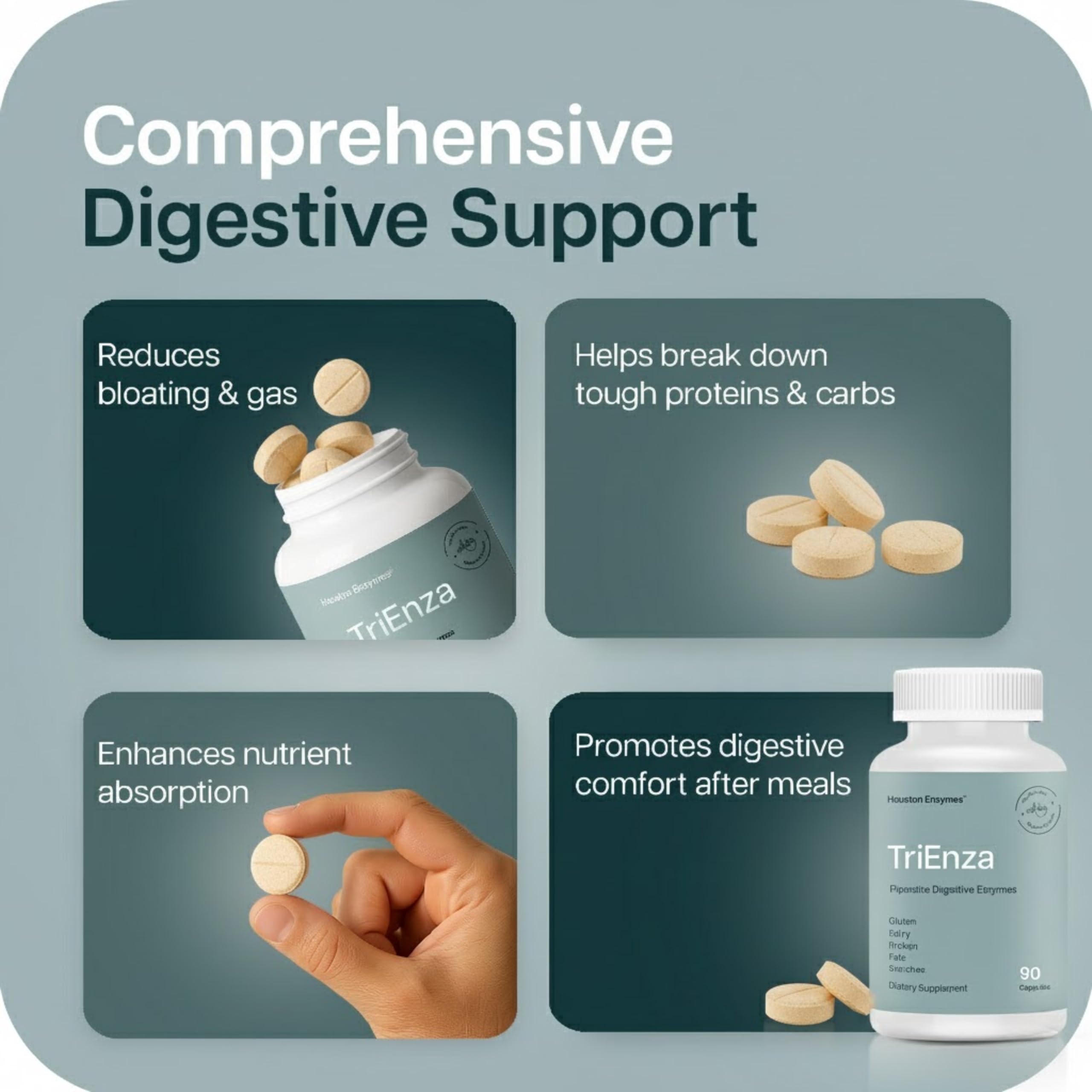 TriEnza packaging box indicating a complete digestive solution