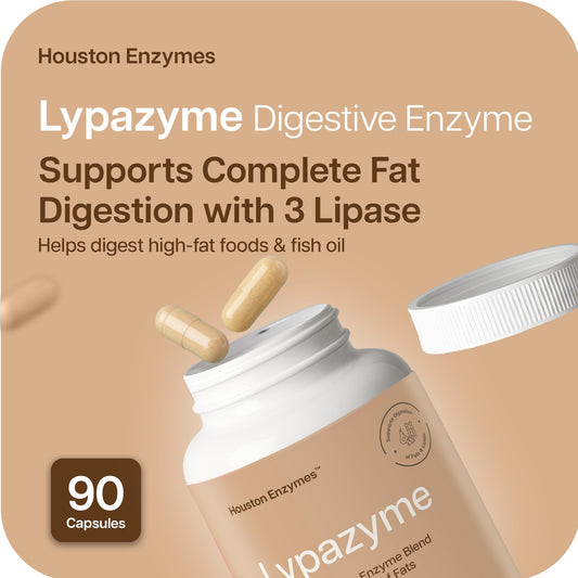 Close-up of Lypazyme lipase capsules for digestion