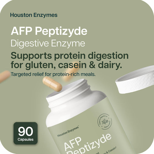Close-up of AFP Peptizyde capsule bottle