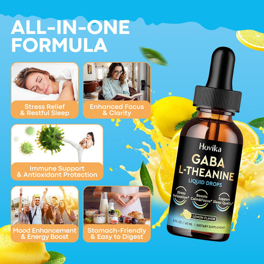 Close-up of the dropper dispensing GABA L-Theanine Drops