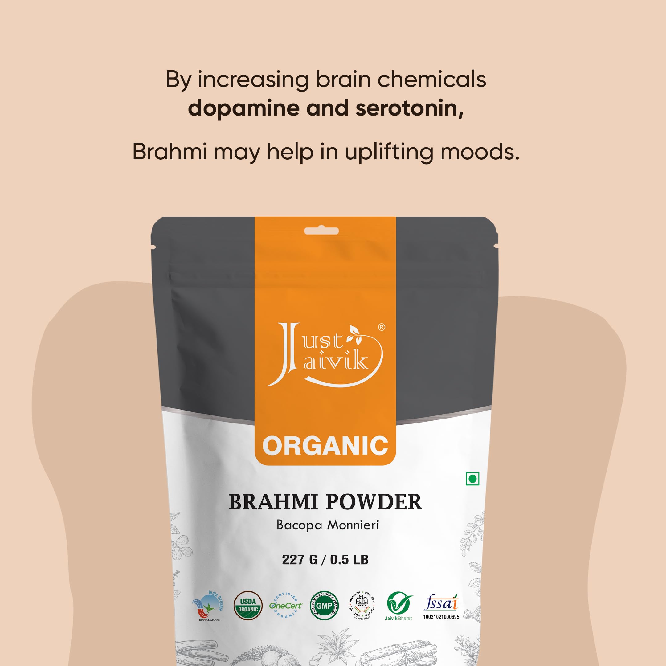Serving suggestion for Brahmi powder with scoop