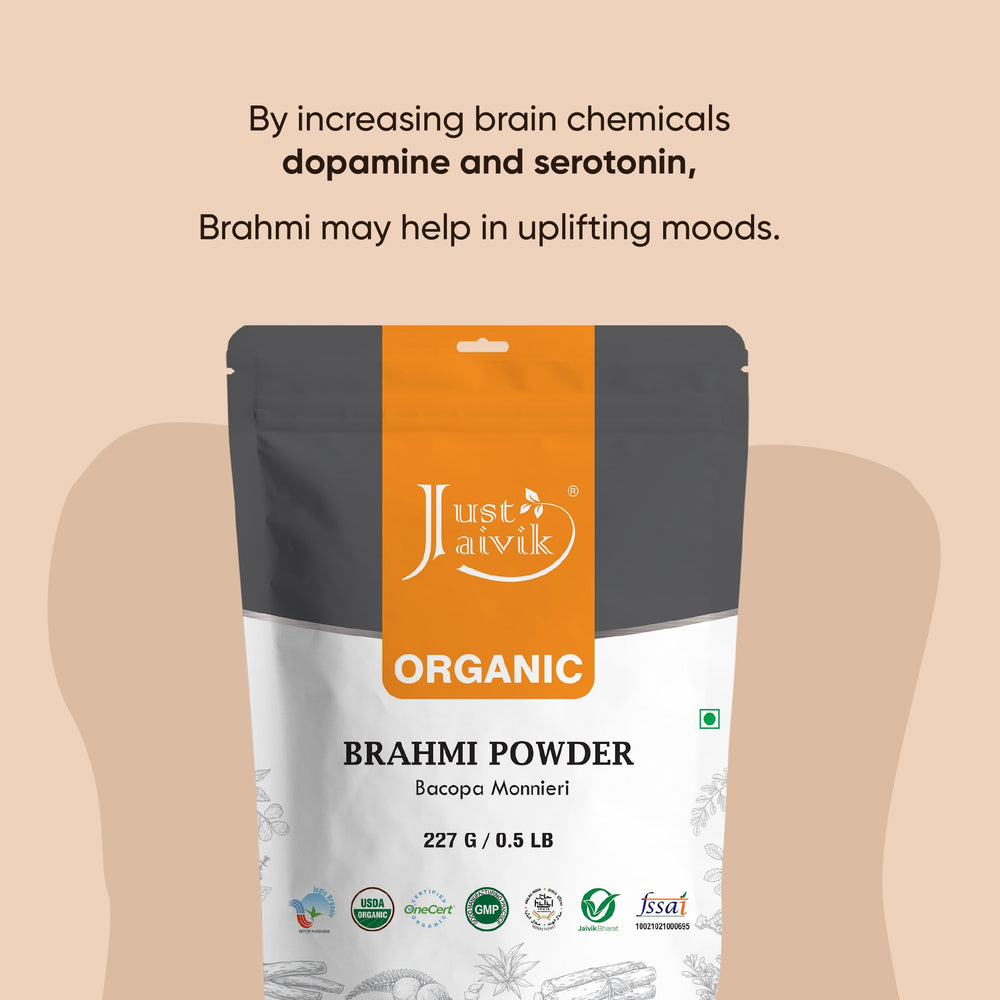 Serving suggestion for Brahmi powder with scoop