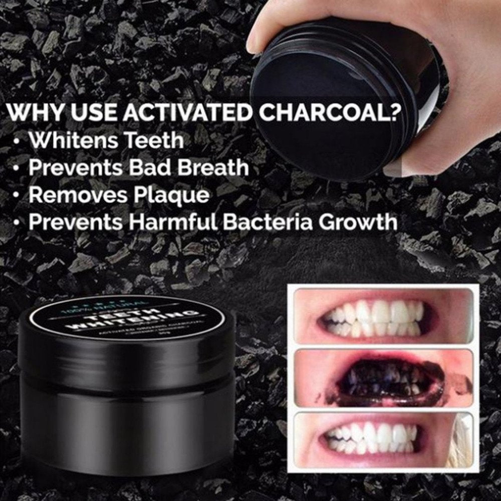 Illustration showing how to use: wet toothbrush and dip into powder